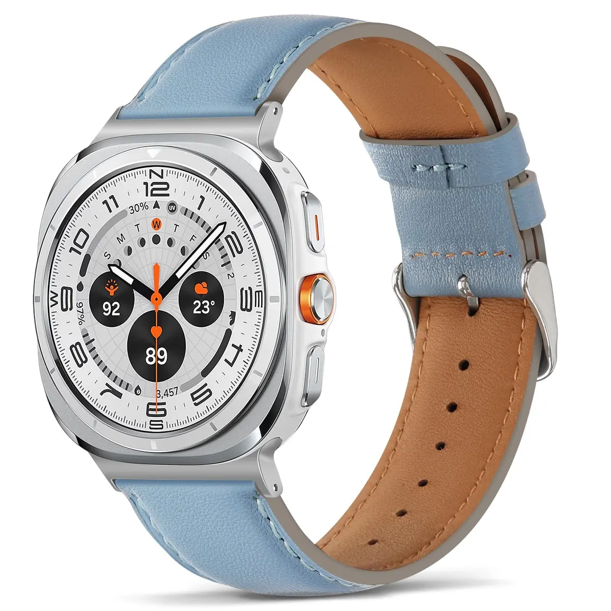 Tasikar Leather Watch Band Compatible with Samsung Galaxy Watch Ultra 47mm | Genuine Leather Strap, Blue - main product image