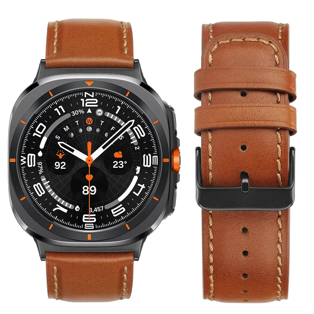 Tasikar Leather Bands Compatible with Samsung Galaxy Watch Ultra 2 47mm (2026)/ Ultra 1 47mm (2025/2024), Genuine Leather Strap for Galaxy Watch Ultra 47mm - view 2