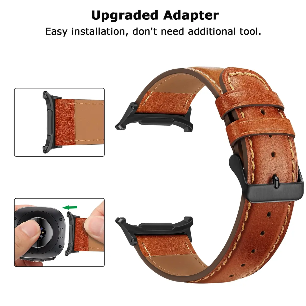 Tasikar Leather Bands Compatible with Samsung Galaxy Watch Ultra 2 47mm (2026)/ Ultra 1 47mm (2025/2024), Genuine Leather Strap for Galaxy Watch Ultra 47mm - view 4