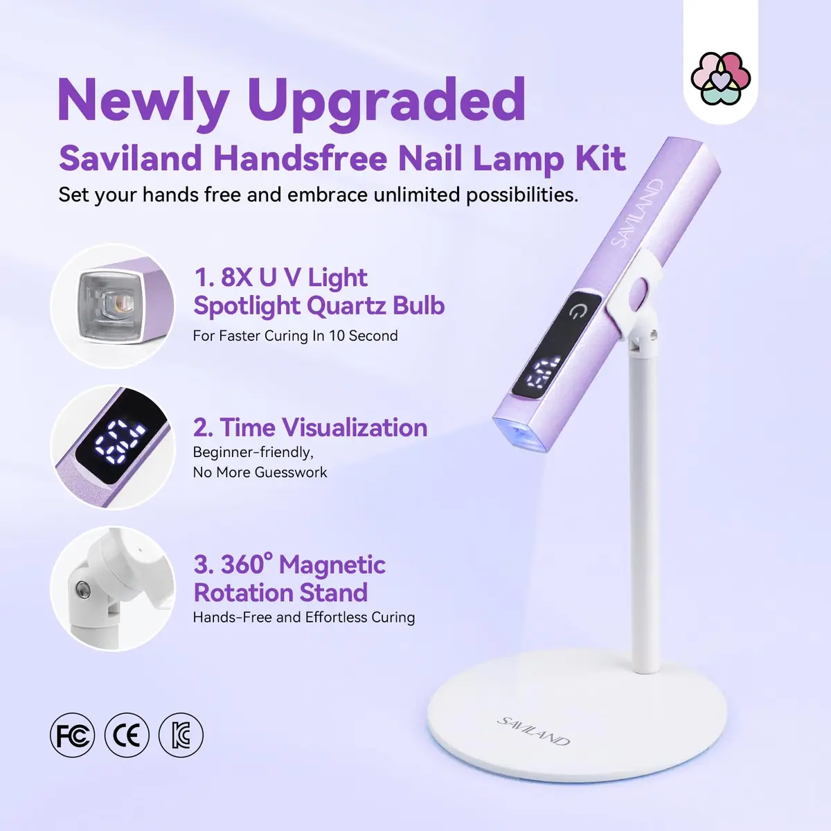 SAVILAND Handheld UV Nail Lamp 12W Purple | 10S Flash Cure for Gel Polish - view 2