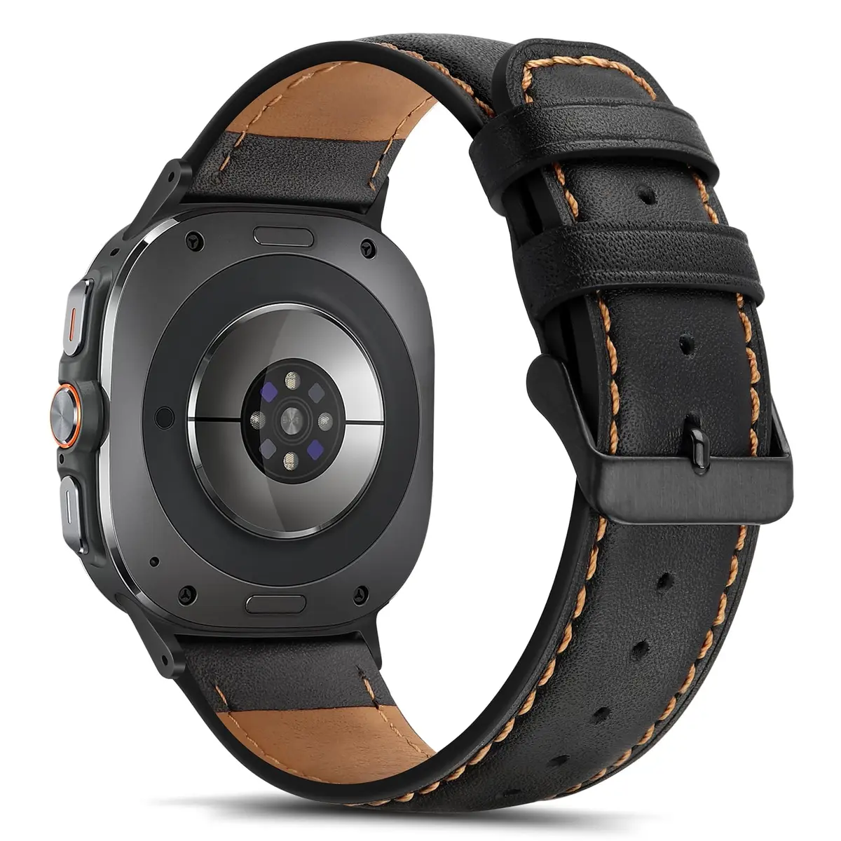 Tasikar Black Leather Watch Band for Samsung Galaxy Watch Ultra 2/1 47mm | Genuine Leather Strap with Stainless Steel Clasp - view 3