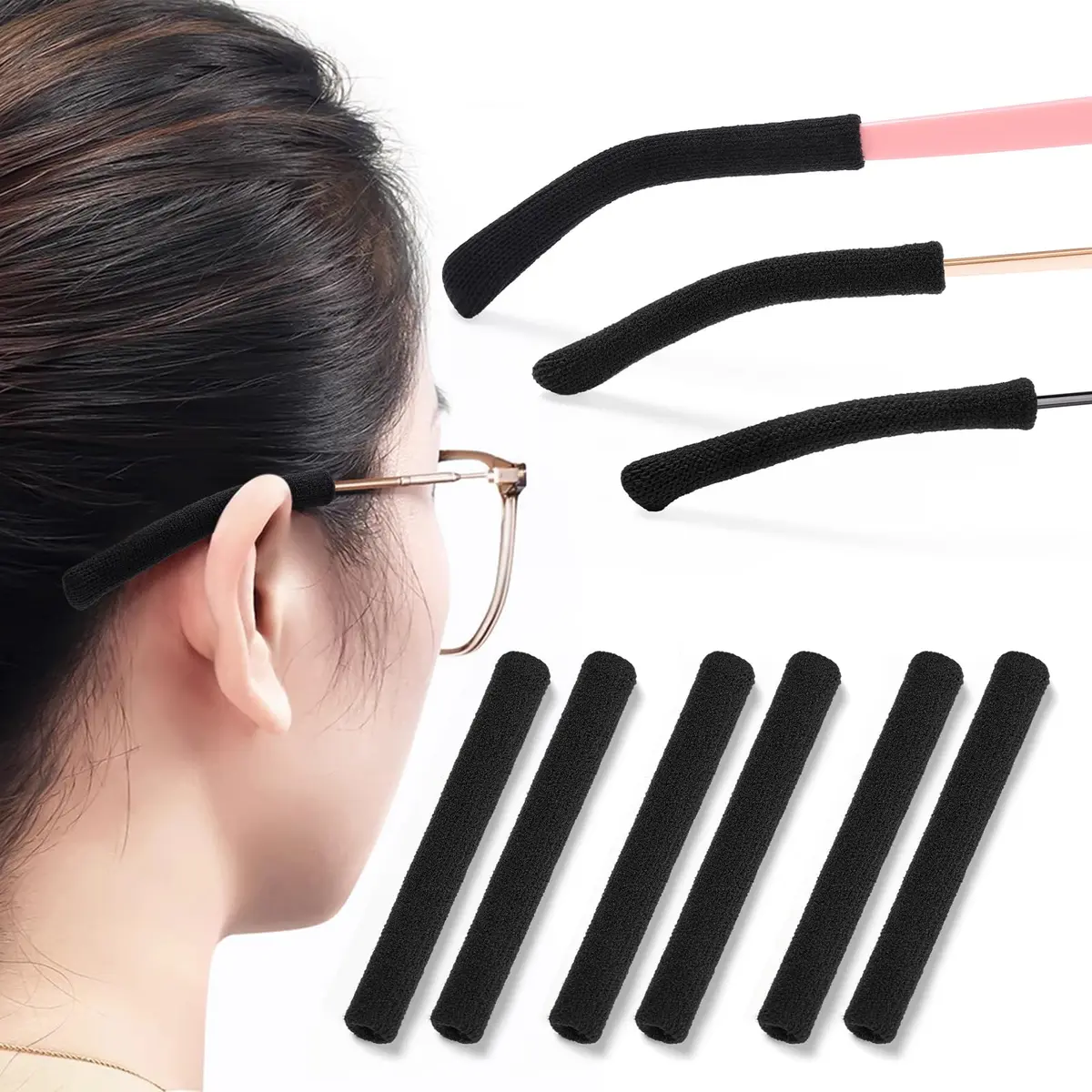 Sightor Soft Glasses Ear Cushion 3Pairs | Anti-Slip Cotton Eyewear Grippers for Long Wear - main product image