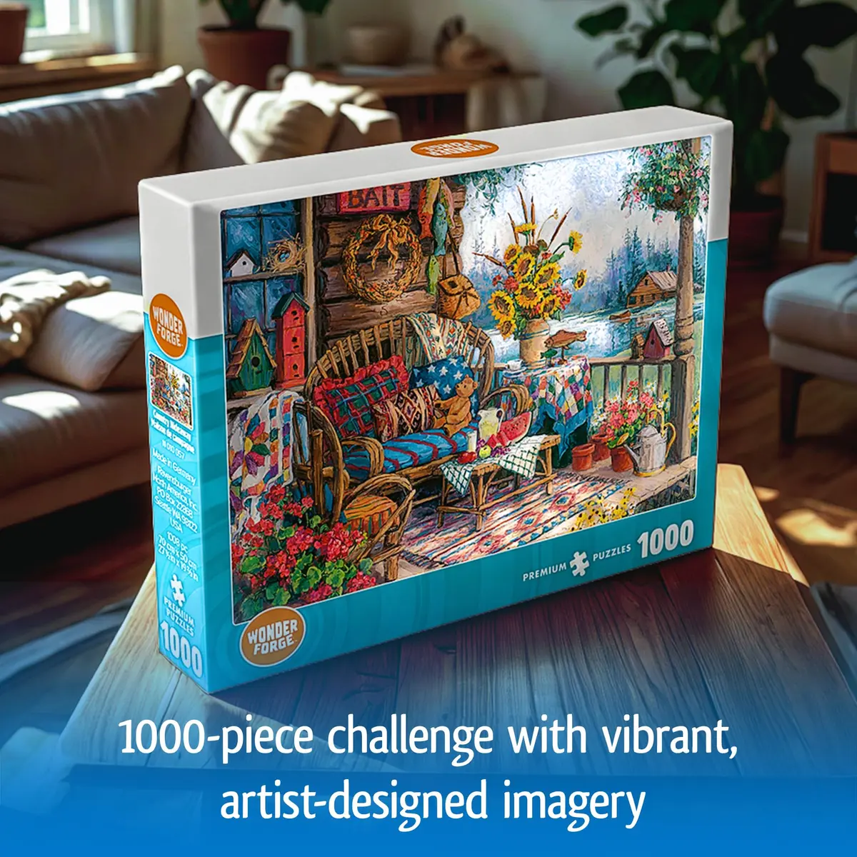 Wonder Forge Country Hideaway 1000 Piece Jigsaw Puzzle for Adults | Scenic Lakeside Scene, FSC-Certified, 27 x 20 inches - view 3