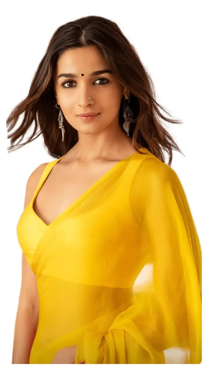 StyleScope Plain Georgette Saree With Unstitched Blouse Piece Yellow 6.2 Mtr (20.34 Ft) - main product image