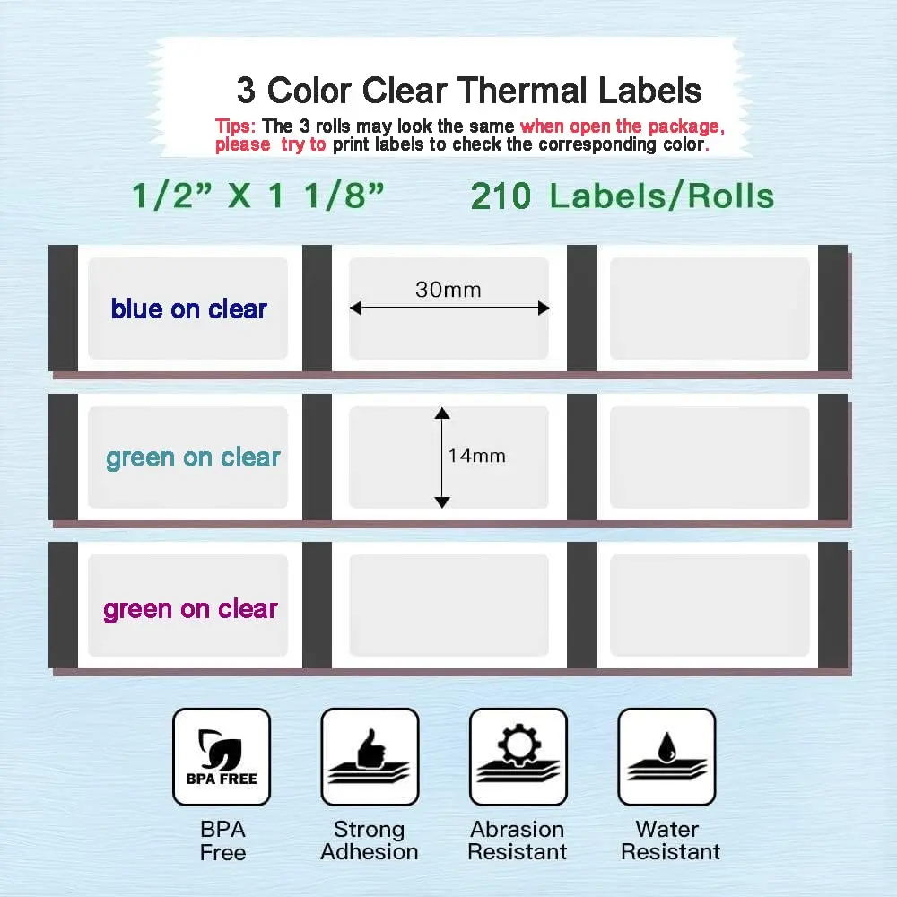 Phomemo Labels, D30 Label Tape, 14x30mm Transparent | Water & Abrasion Resistant - view 3