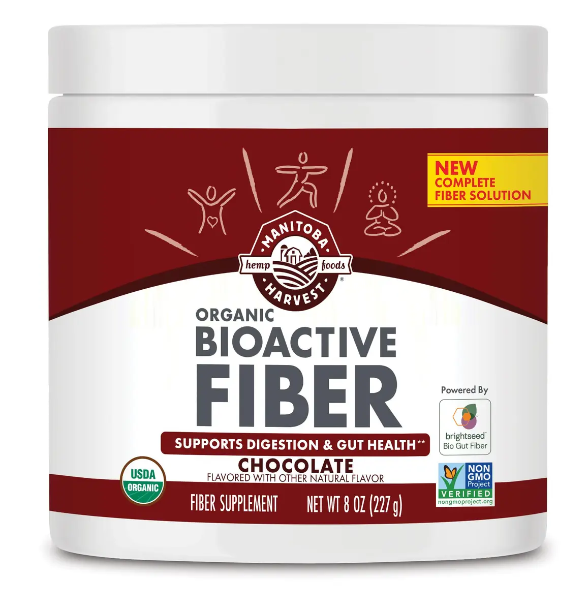 Manitoba Harvest Organic BioActive Fiber Supplement with 7g Fiber per Serving | Digestive Hemp & Psyllium Husk Powder, Vegan & Kosher, 8oz, Chocolate - main product image