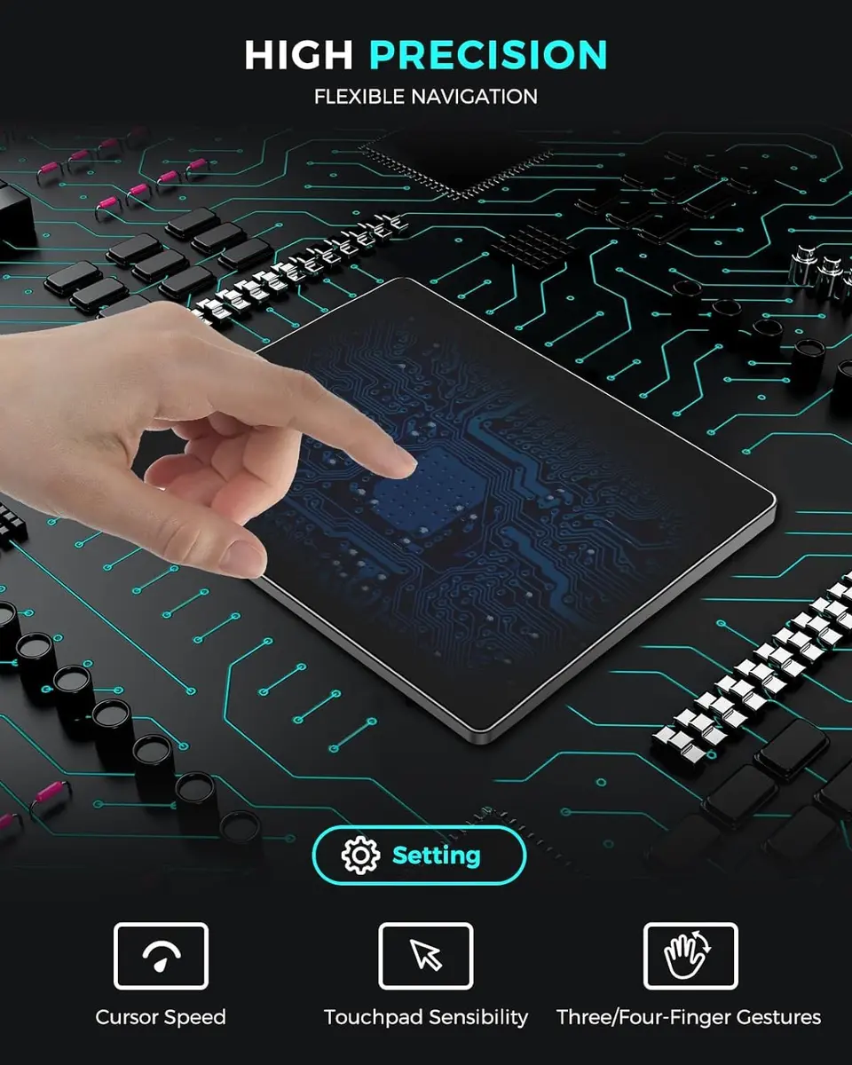 JOMAA Wired Touchpad 90x130mm | Multi-Gesture Control for Windows/Linux (70-120 chars) - view 6