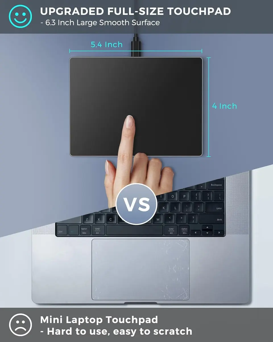 JOMAA Wired Touchpad 90x130mm | Multi-Gesture Control for Windows/Linux (70-120 chars) - view 8