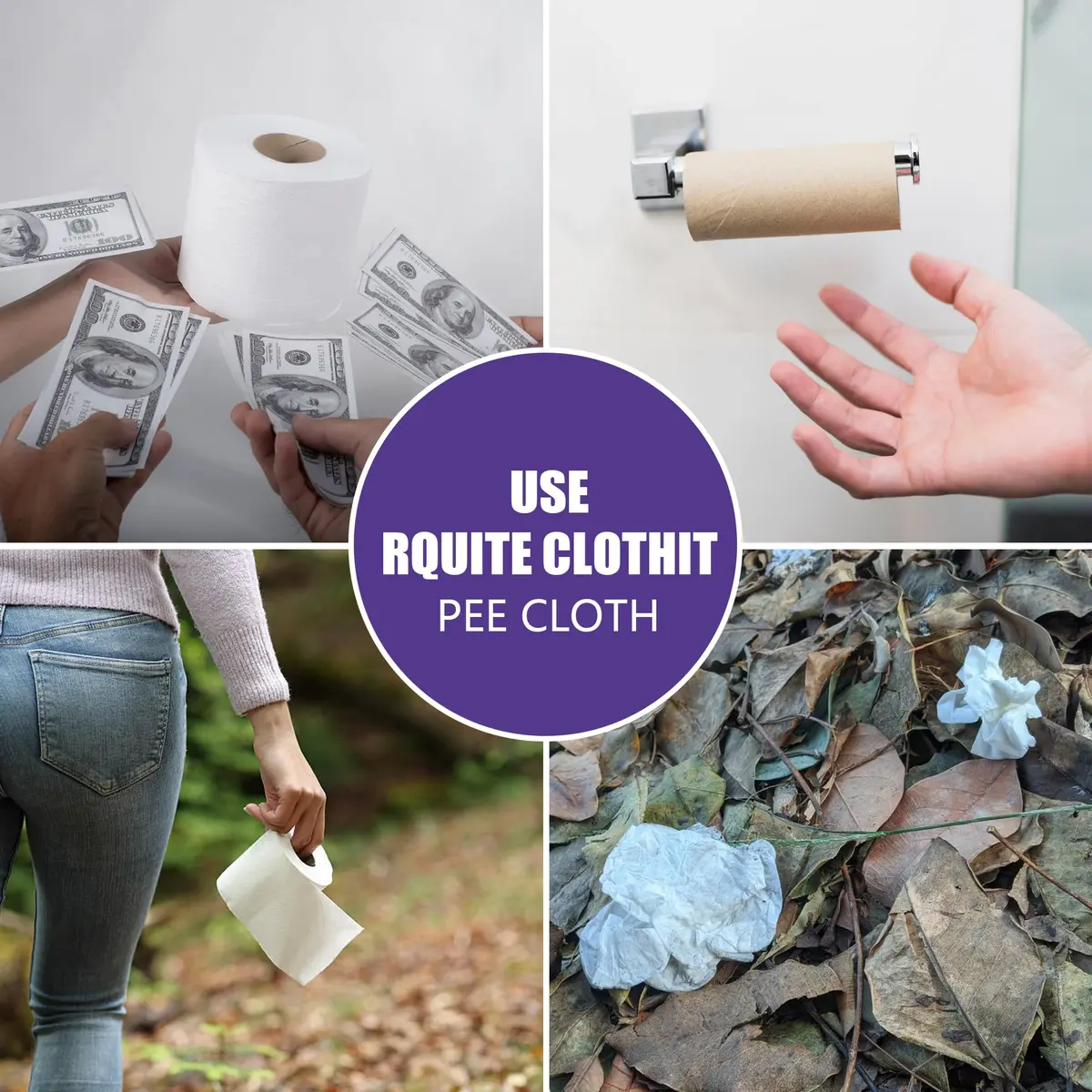 Rquite Reusable Pee Cloth for Women Hiking Essentials 2-Pack 15cm x 20cm (5.9" x 7.9") | Soft Absorbent & Waterproof Trail Hygiene - view 7