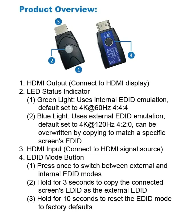 THWT HDMI 2.1 4K EDID Emulator (Model: 4K-EWB) | Supports SCDC, EDID Copying, HDCP Pass-Through, 4K@120Hz - view 6