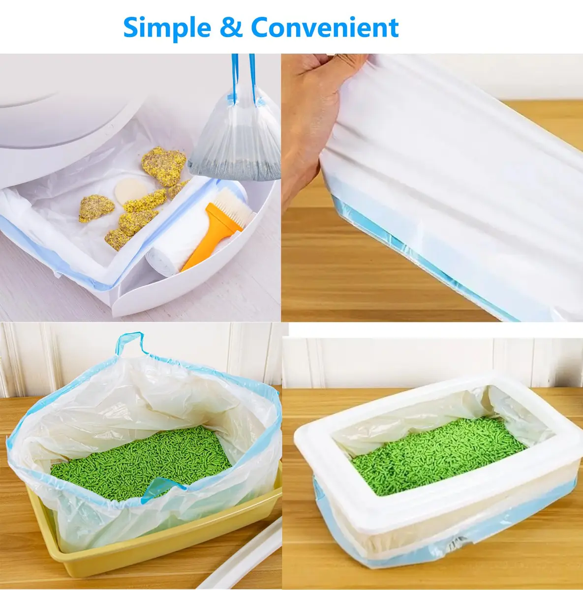 YYaaloa Cat Drawstring Litter Box Liners 26.6x16.7 inches 2Mils Super Thick for Self-Cleaning Litter Box Cat Litter Pan Trays - view 5