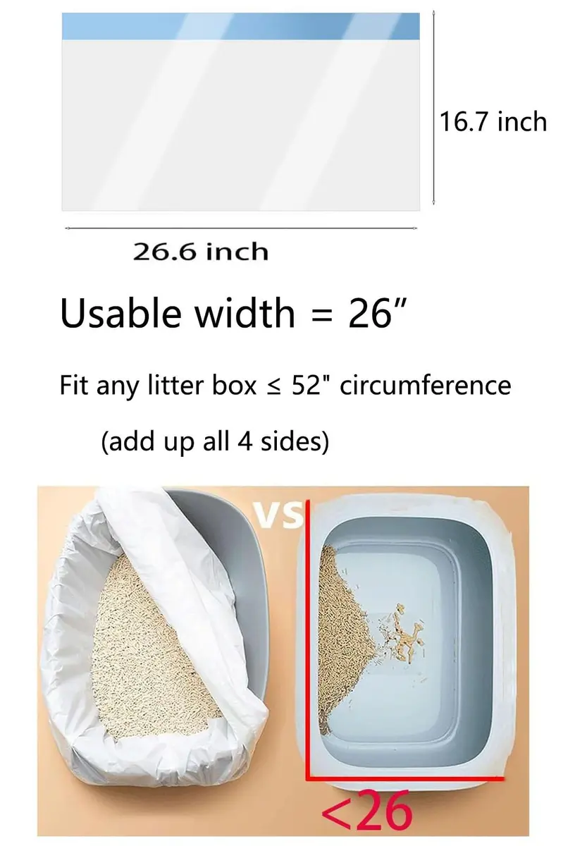 YYaaloa Cat Drawstring Litter Box Liners 26.6x16.7 inches 2Mils Super Thick for Self-Cleaning Litter Box Cat Litter Pan Trays - view 2