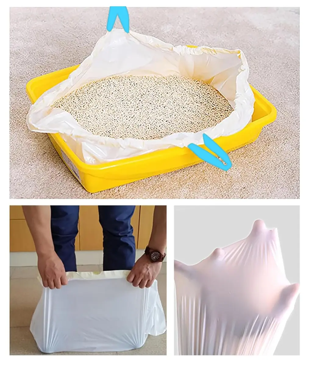 YYaaloa Cat Drawstring Litter Box Liners 26.6x16.7 inches 2Mils Super Thick for Self-Cleaning Litter Box Cat Litter Pan Trays - view 4