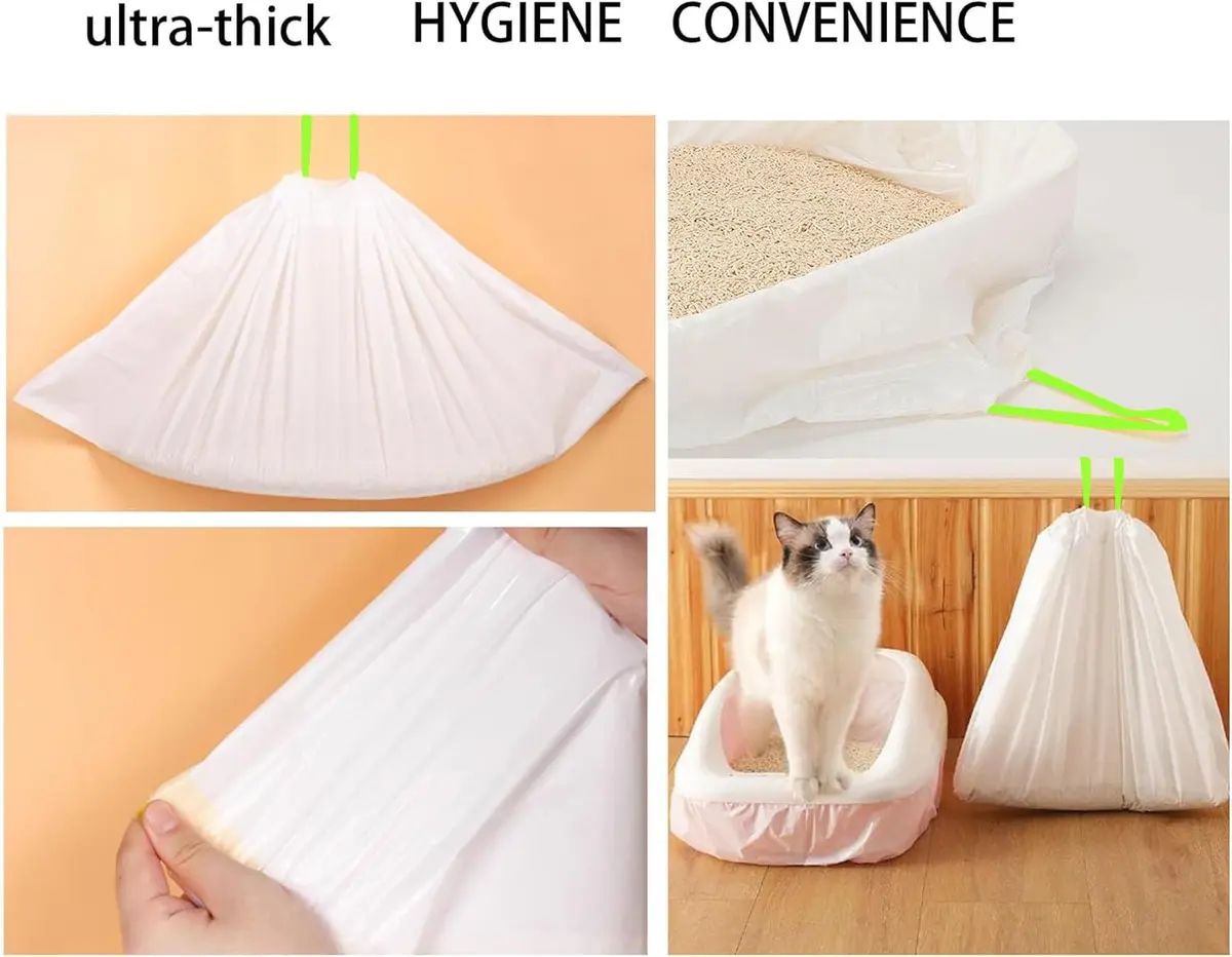 YYaaloa Waste Bag 20 Count | Super Thick 2 Mil Drawstring Cat Litter Liners for Large & Multi-Cat Homes - view 3