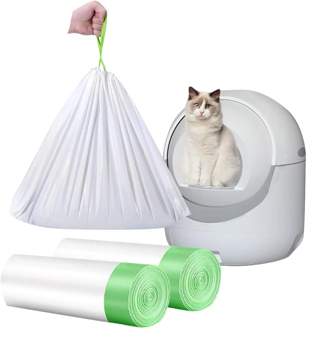 YYaaloa Waste Bag 40 Count | Super Thick 2 Mil Drawstring Cat Litter Liners for Jumbo & Multi-Cat Homes - main product image