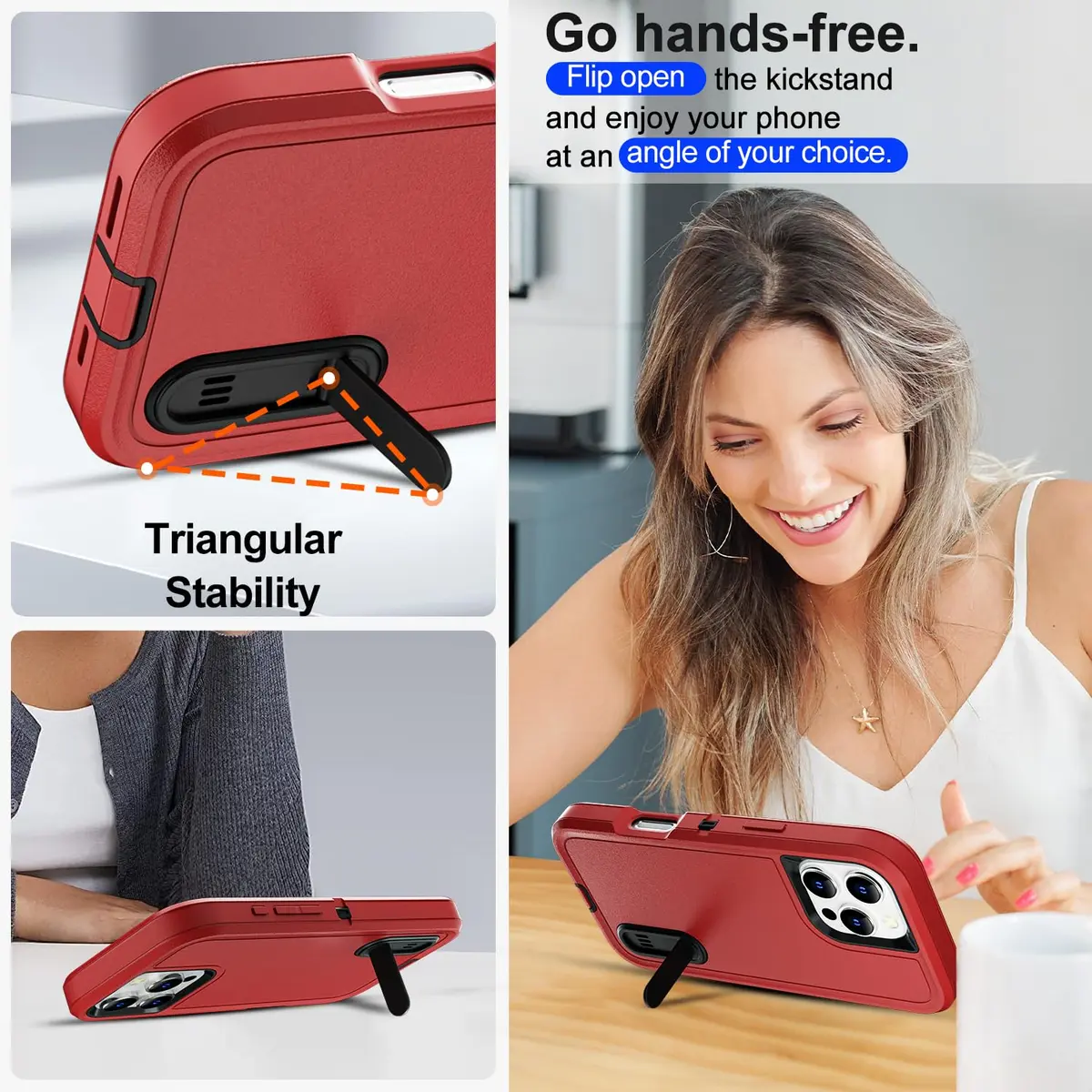 AICase for iPhone 16 Pro Case with Built-in Stand | Heavy Duty Drop Protection (70-120 chars) - view 3