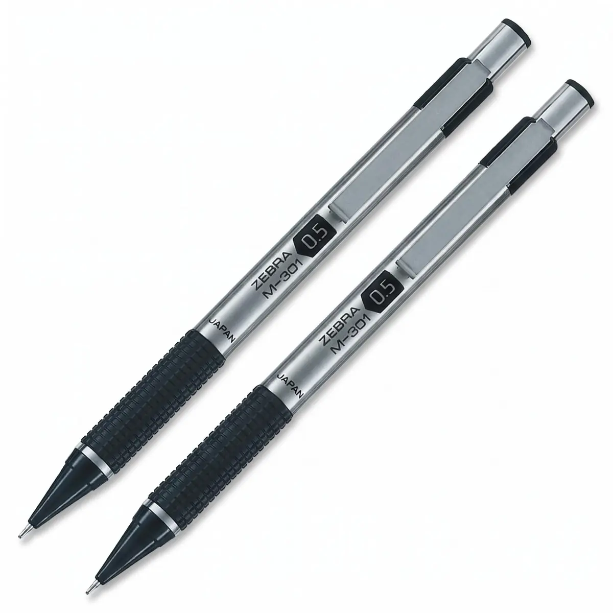 Zebra M-301 Mechanical Pencil 0.5mm | Stainless Steel, Fine Point, Refillable, 2-Pack - main product image