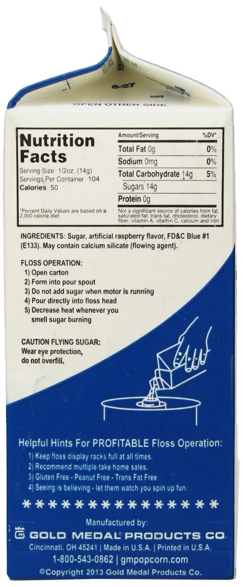 Gold Medal Flossugar Blue Raspberry 3.25 Lbs./52oz. Pack of 2 | Cotton Candy Sugar for Gummy & Candy (120c) - view 3