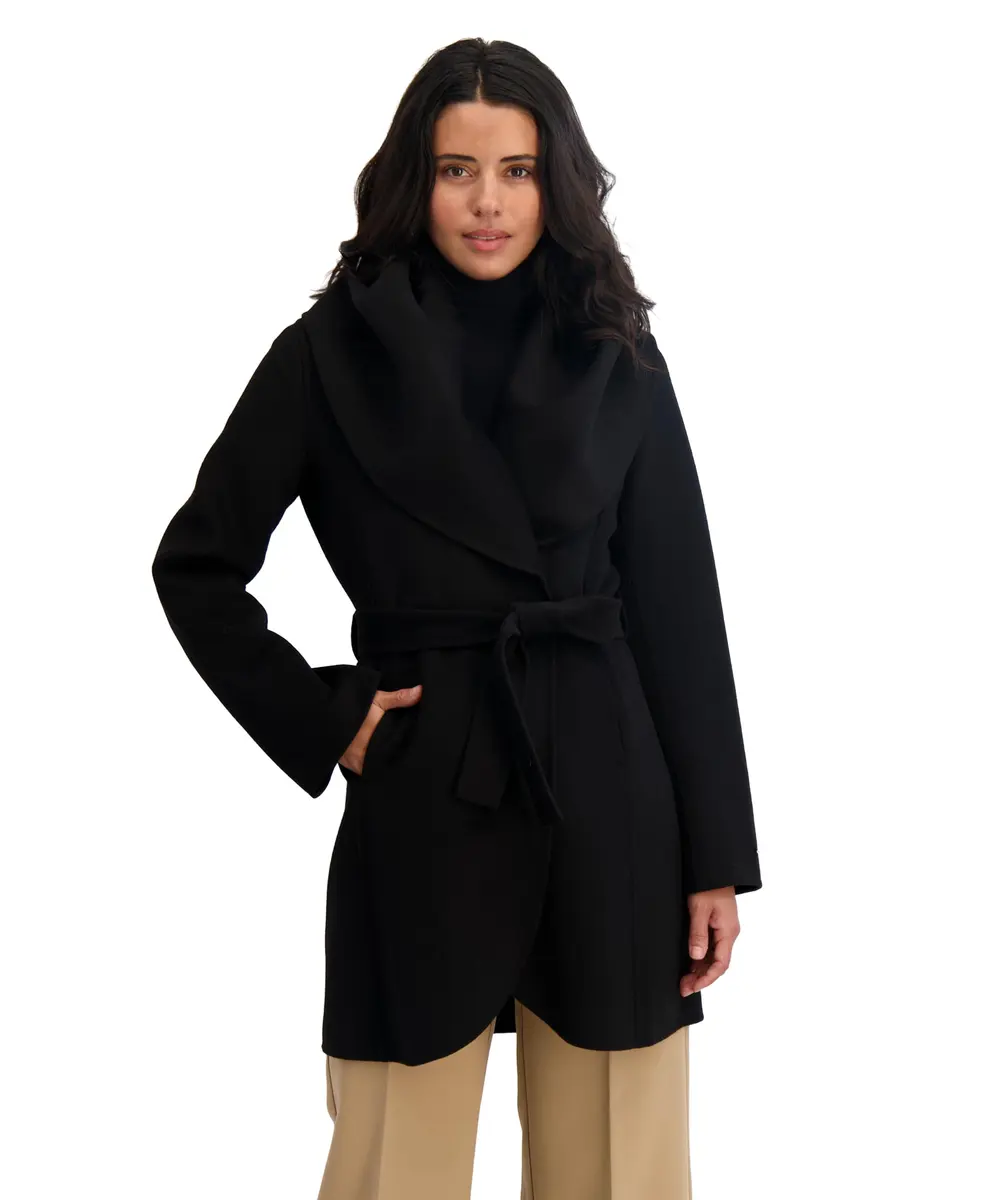 TAHARI Women's Marilyn Wool Blend Peacoat X-Large | Double-Faced Wool, Removable Belt, Fall & Winter - main product image