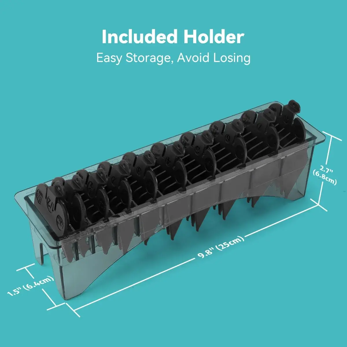 LAVEST Black 10 Piece Clipper Guard Set with Holder | Fits Wahl Clippers, 1/16" to 1" Lengths - view 4