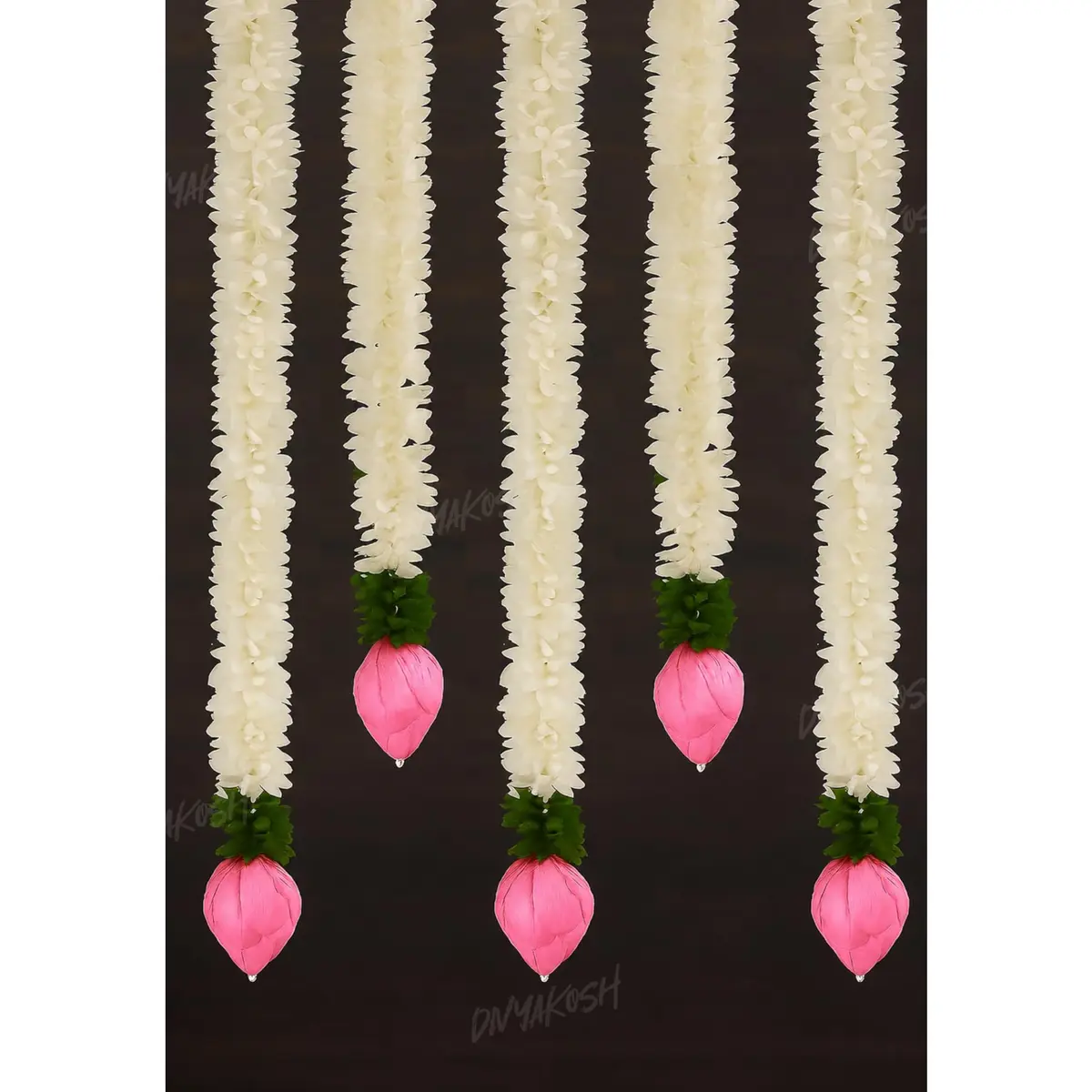 Divyakosh Fabric & Solawood Lotus Garlands 37cm (14 Inch) Pack of 5 | Traditional Festive Door Hangings for Home & Mandir - view 5