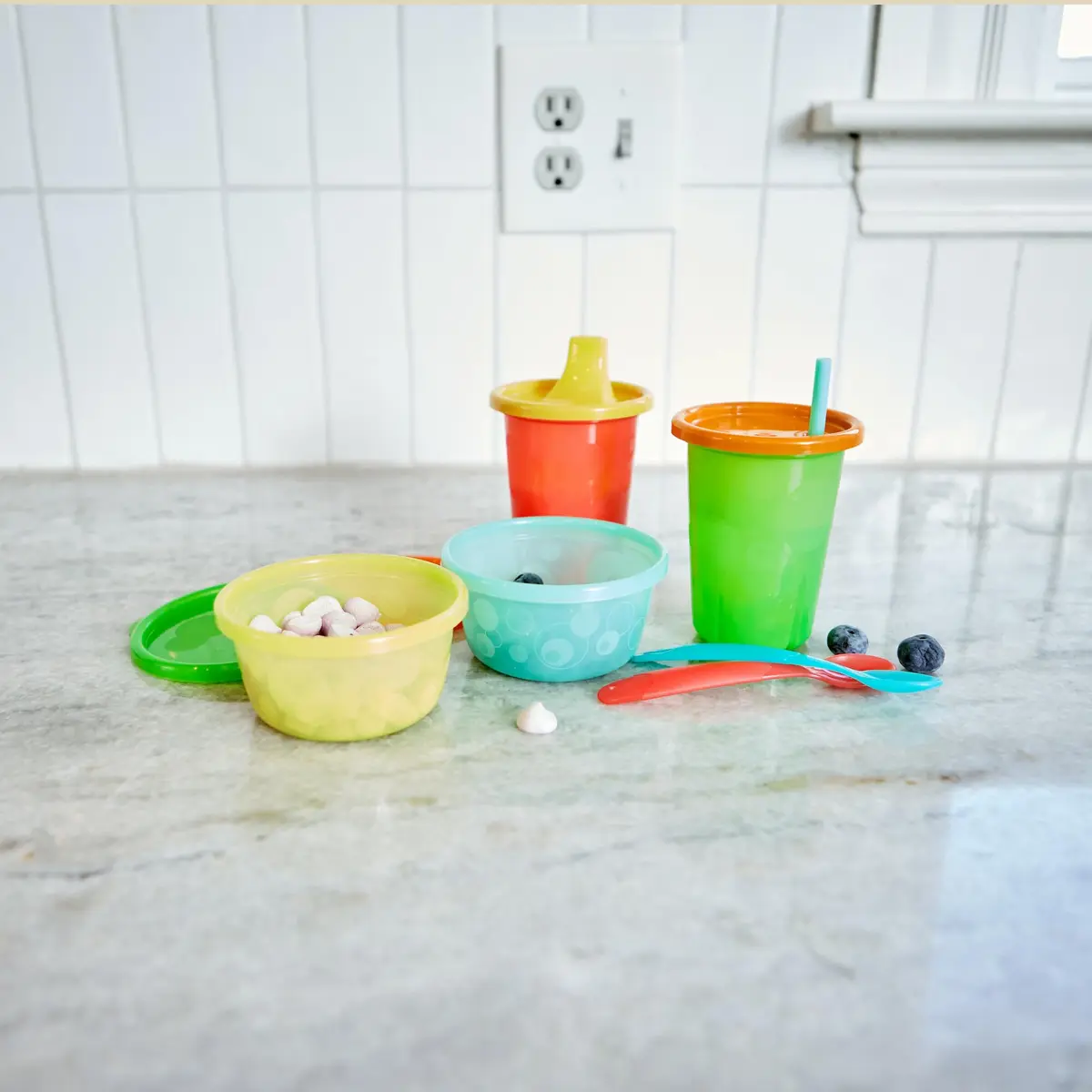 The First Years Take & Toss Straw Cups - 296ml (10 Fl Oz) - 20 Count | Spill-Proof Toddler Cups for Daycare & Travel - view 2