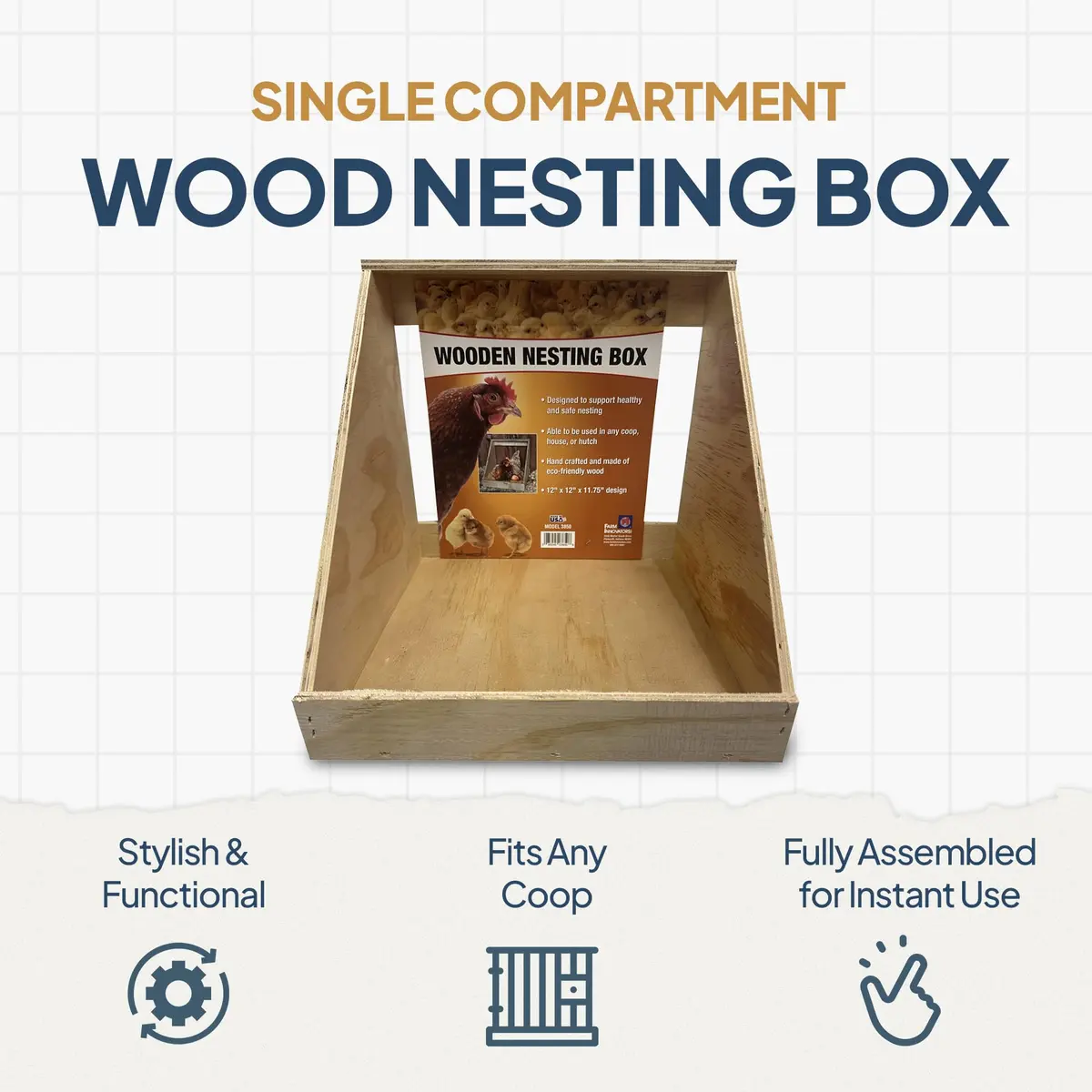 Farm Innovators Handcrafted Wood Chicken Nesting Box, 4-Pack | Secure, Fully Assembled, Rustic Design - view 3