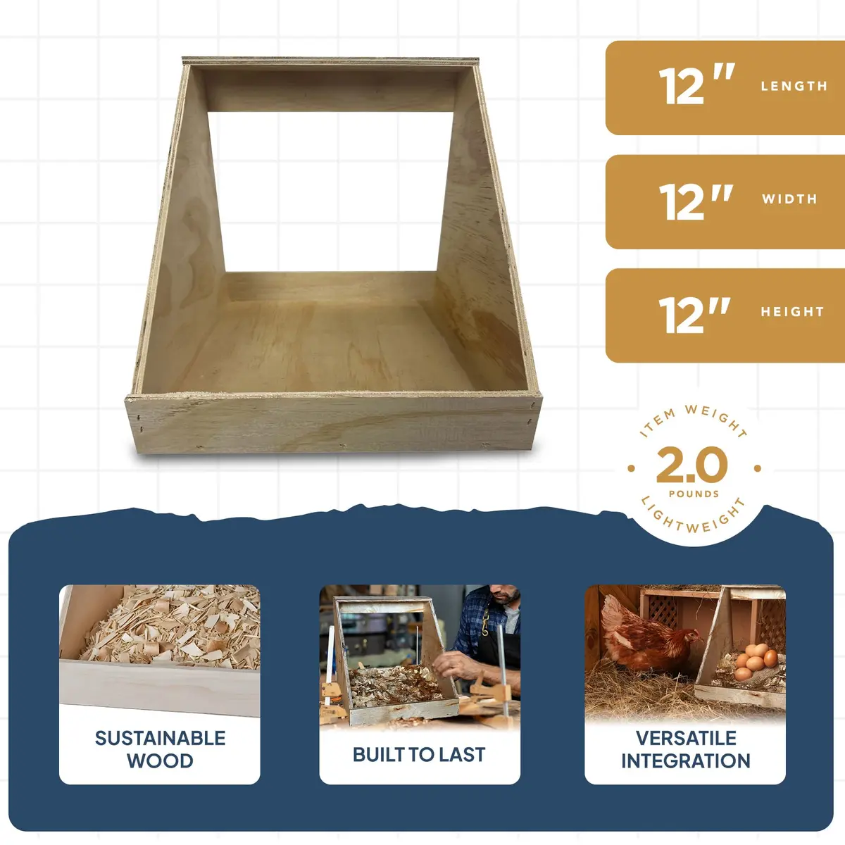 Farm Innovators Handcrafted Wood Chicken Nesting Box 3-Pack | Secure, Fully Assembled, Versatile - view 4