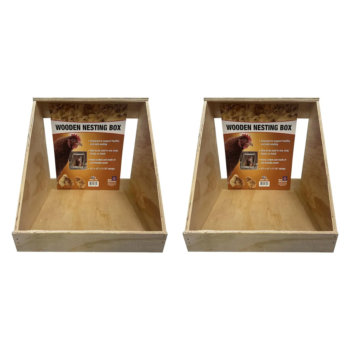 Farm Innovators Handcrafted Wood Chicken Nesting Box 2-Pack | Secure & Fully Assembled - main product image