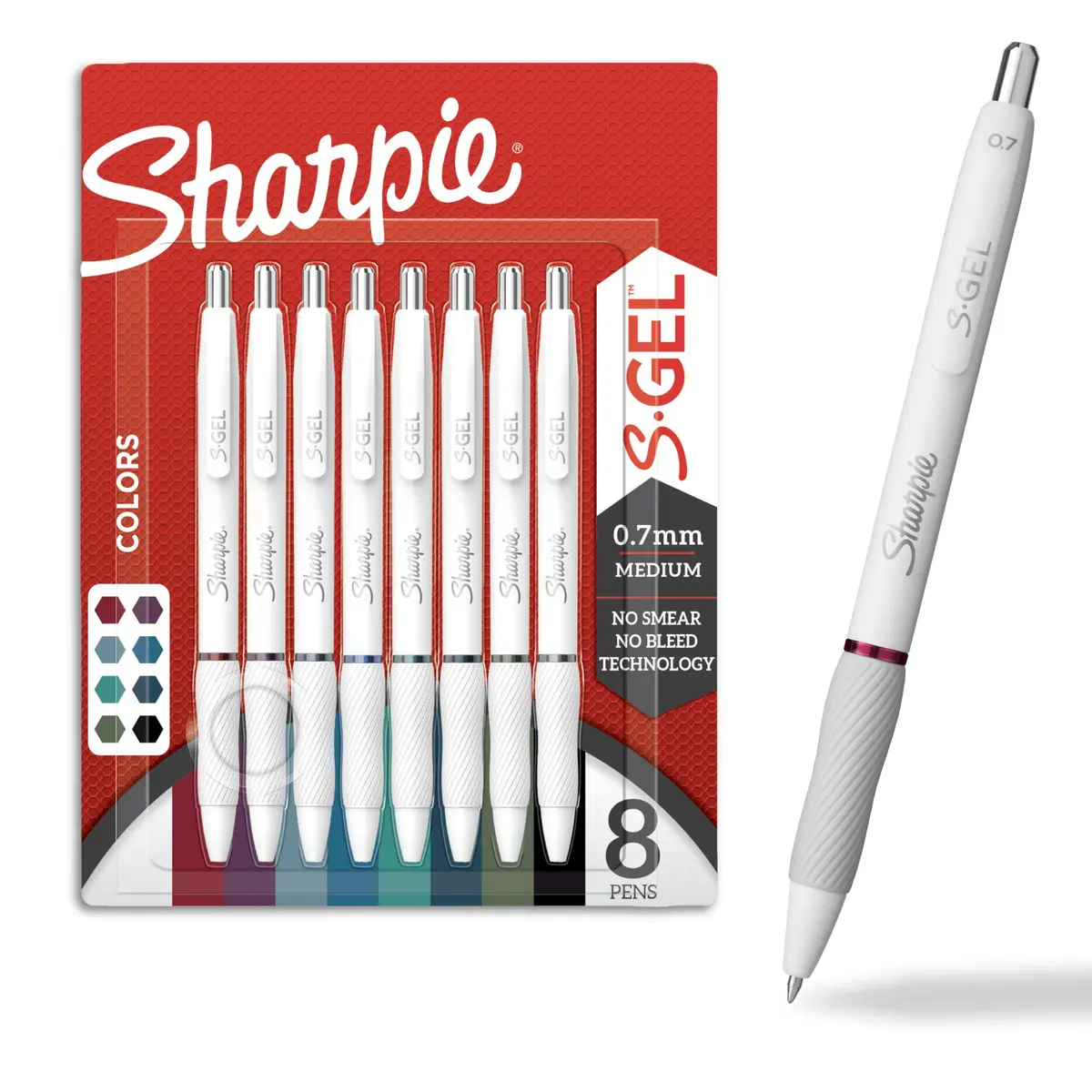 Sharpie S-Gel Pens, Fashion Barrel White Pearl, Medium Point (0.7mm), Bold Ink Colors | Vivid, Smear-Free Writing - main product image
