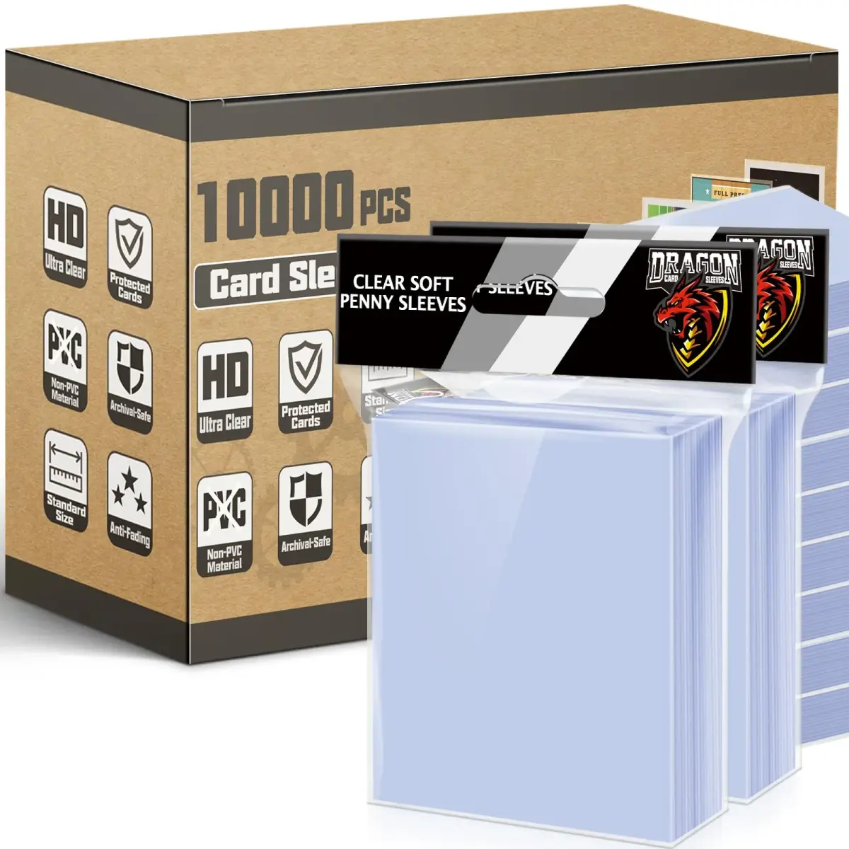 Kitoyz Clear Card Sleeves 10000 Count | Non-Toxic, BPA-Free, Age-Appropriate, Educational - main product image