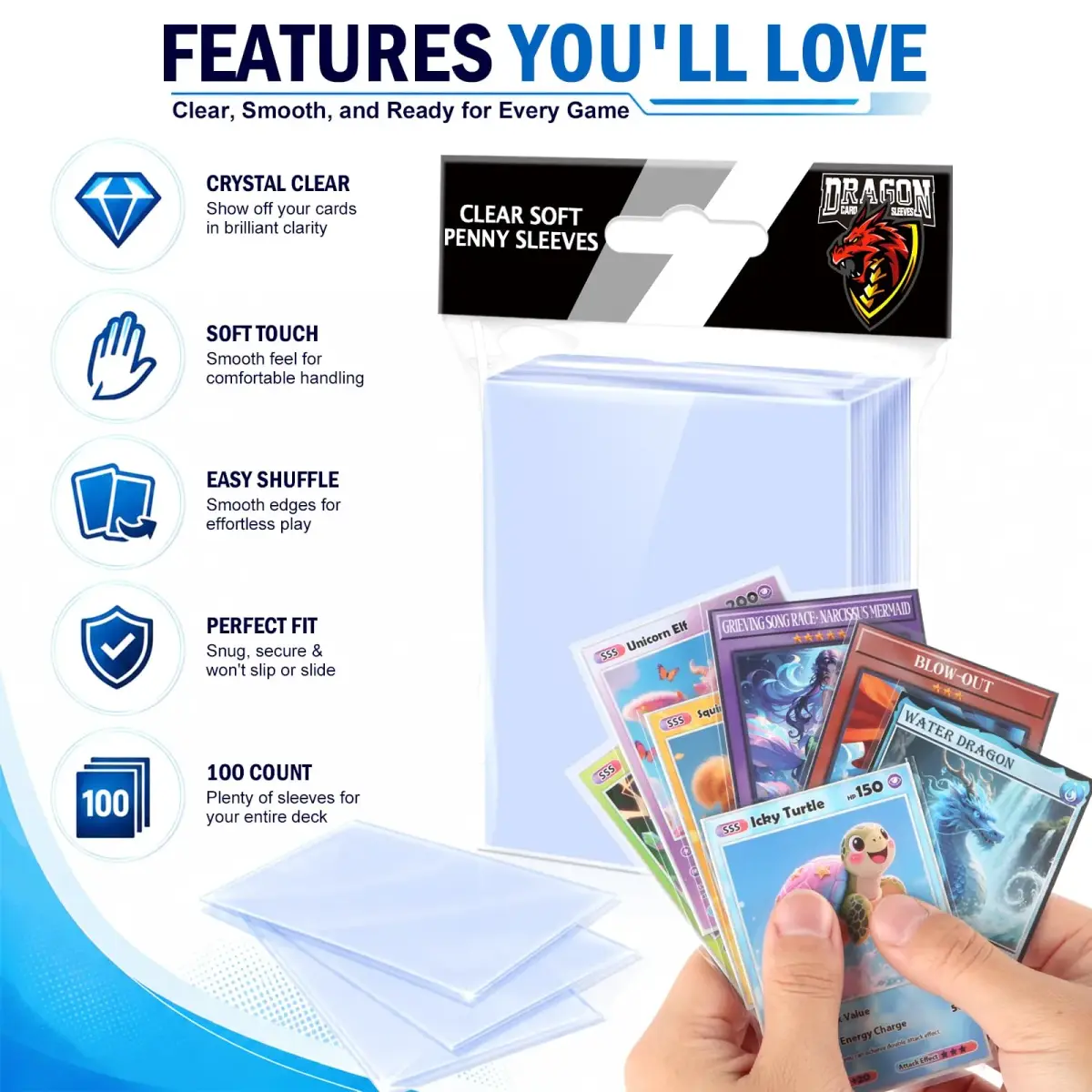 Kitoyz Clear Card Sleeves 10000 Count | Non-Toxic, BPA-Free, Age-Appropriate, Educational - view 4