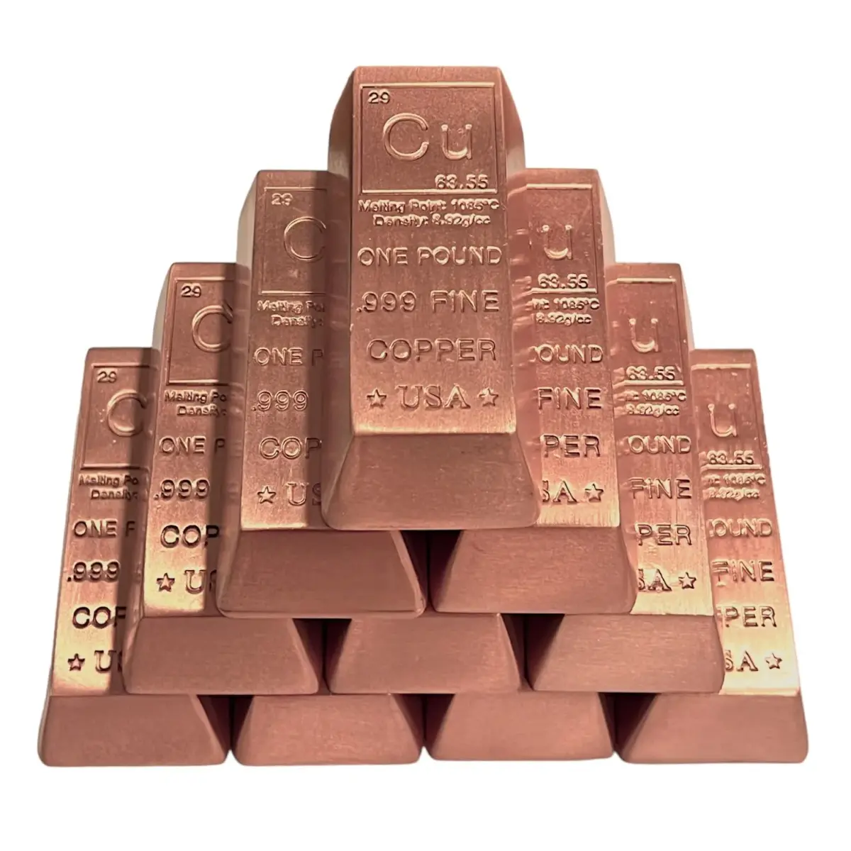 Unique Metals 1 Pound Copper Bullion Bar Paperweight - 10x Bars (4.54 kg / 160 oz) | .999 Fine Ingot with Certificate of Authenticity - main product image