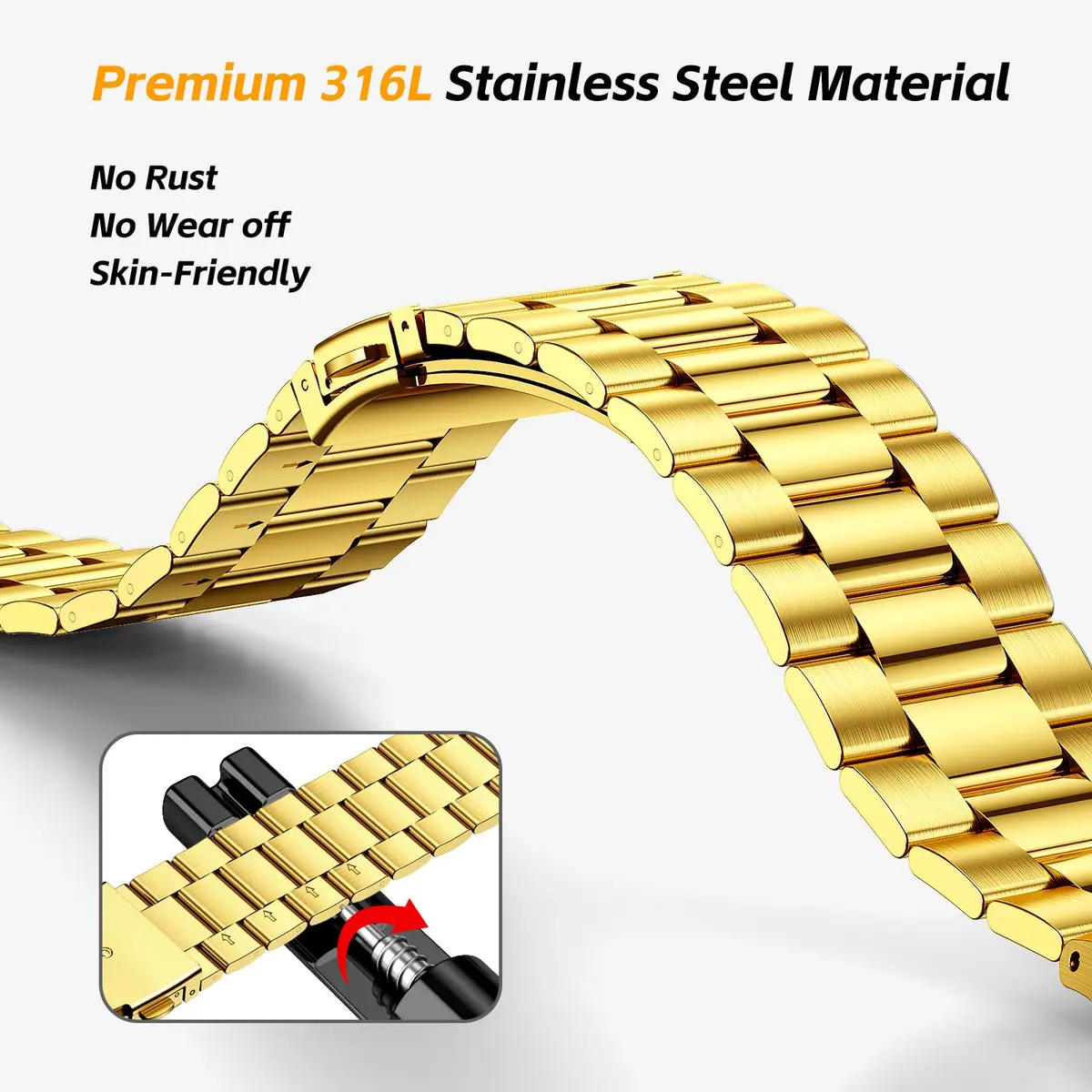 SUPLINK Stainless Steel Watch Band for Samsung Galaxy Watch Ultra 47mm | Adjustable Metal Strap - view 6