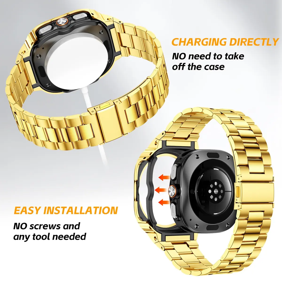 SUPLINK Stainless Steel Watch Band for Samsung Galaxy Watch Ultra 47mm | Adjustable Metal Strap - view 4