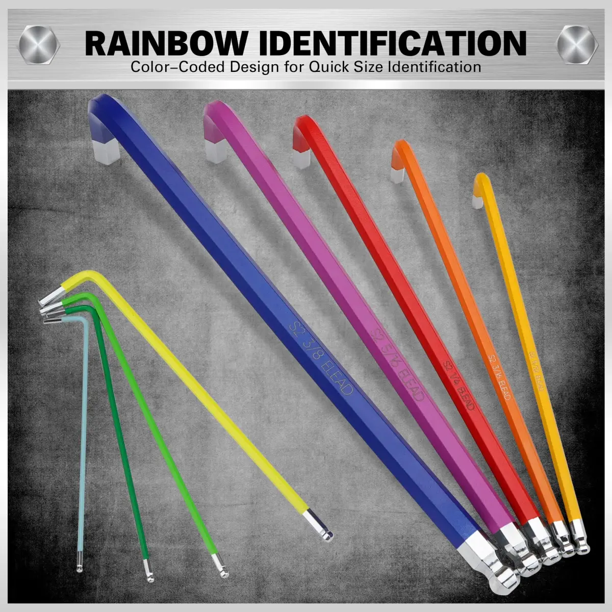 ELEAD 29-Piece Hex & Torx Key Set | Rainbow Colored Allen Wrench Set with T-Handle & Extension Bar (Metric 1.5-10mm, SAE 1/16"-3/8", Torx T10-T50) - view 5