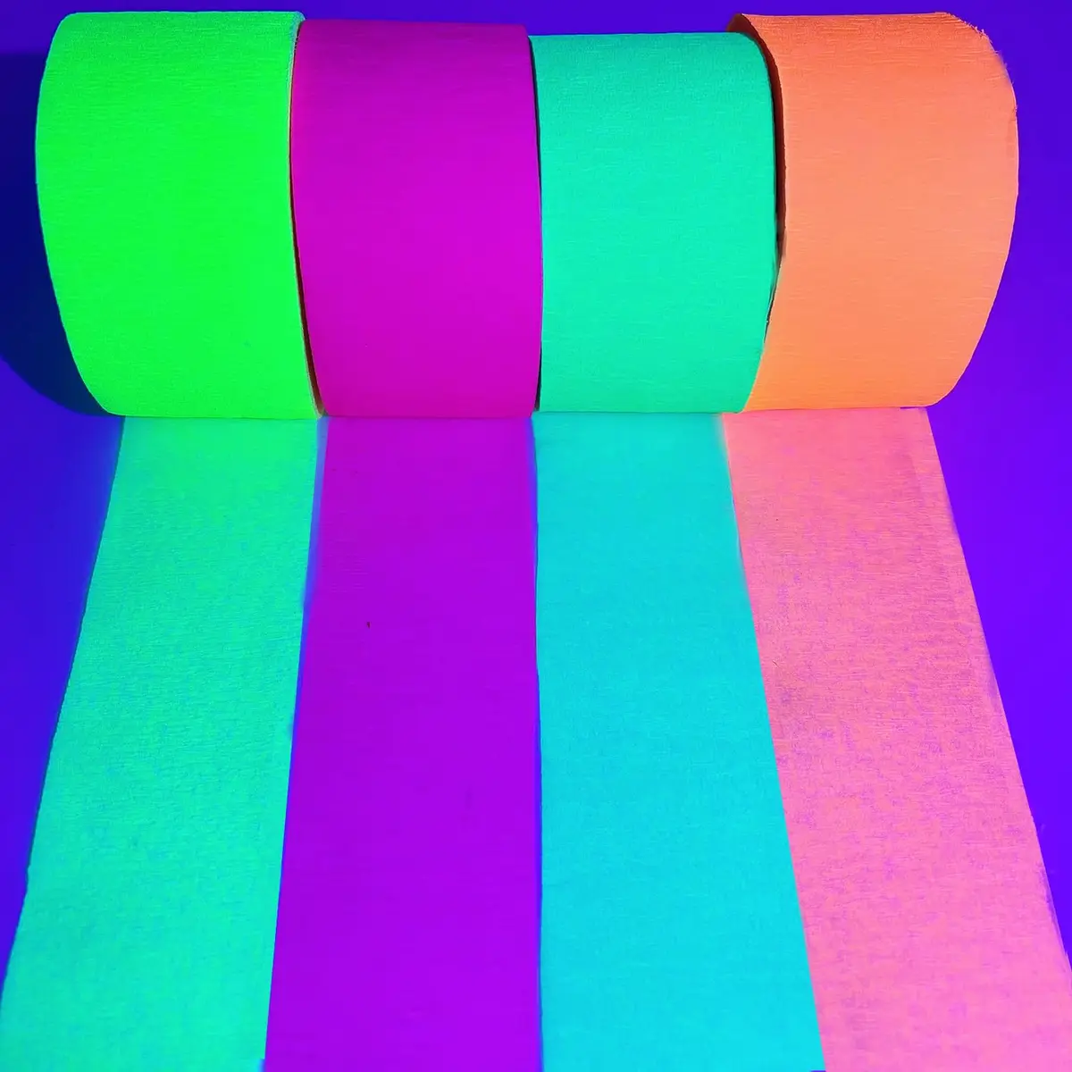 MFLUEEWR 1320feet Blacklight Party Streamer Decorations | Glow Crepe Paper for Neon & Fluorescent Parties - view 9