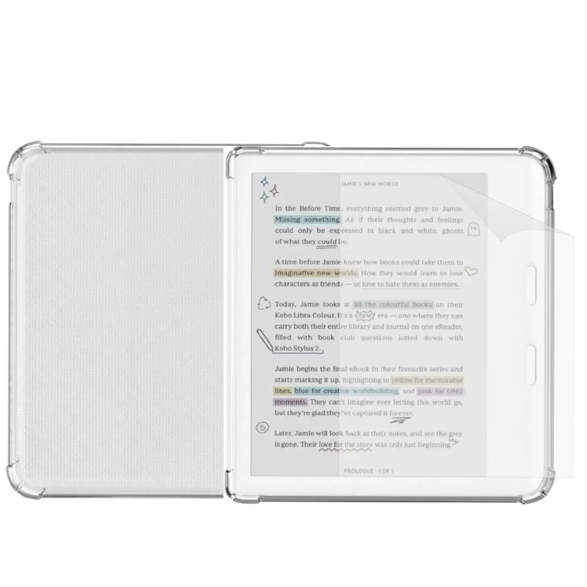 HNSBXQ Clear Case for Kobo Libra Colour | Matte Screen Protection & Reinforced Corners (7 Inch) - main product image