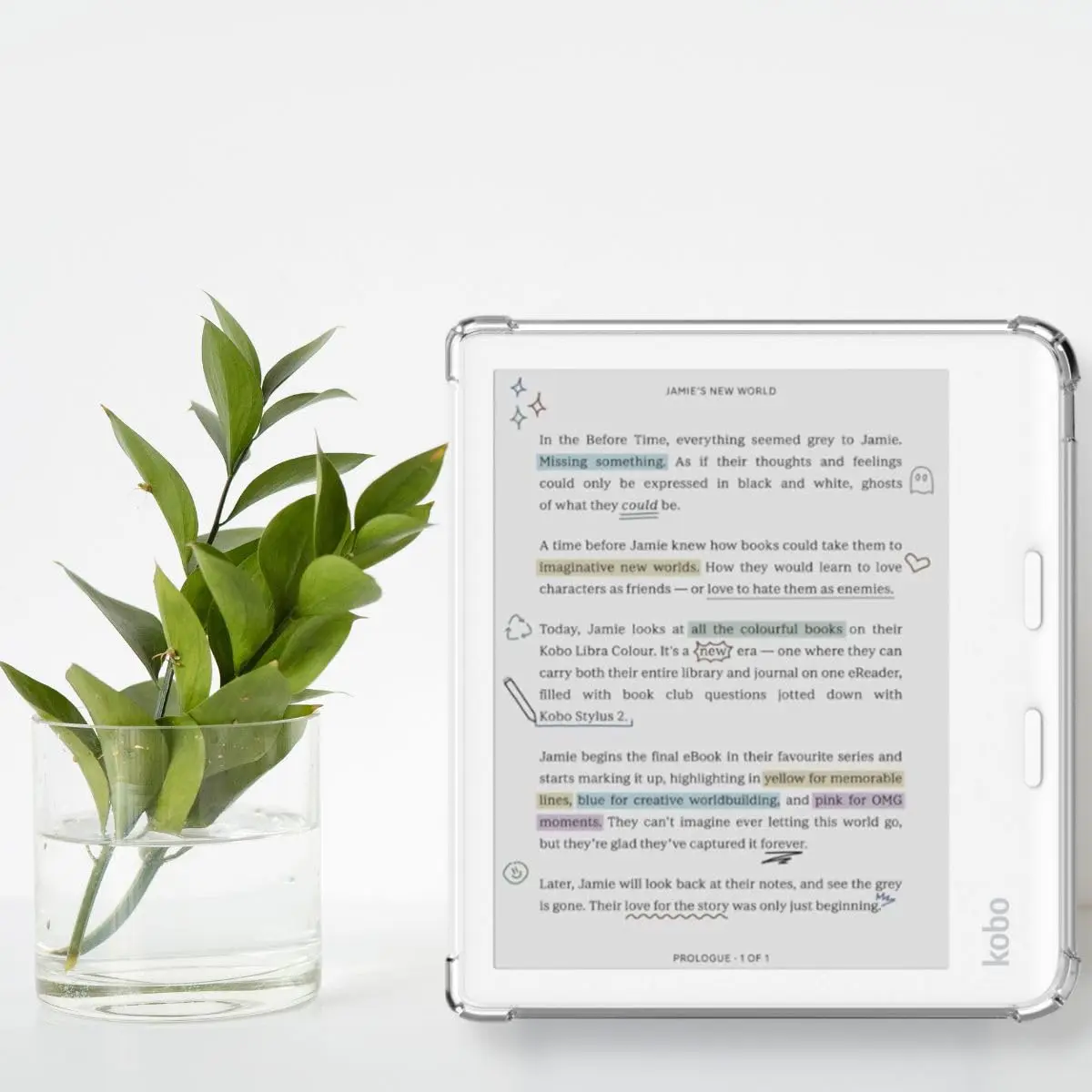 HNSBXQ Clear Case for Kobo Libra Colour | Matte Screen Protection & Reinforced Corners (7 Inch) - view 4