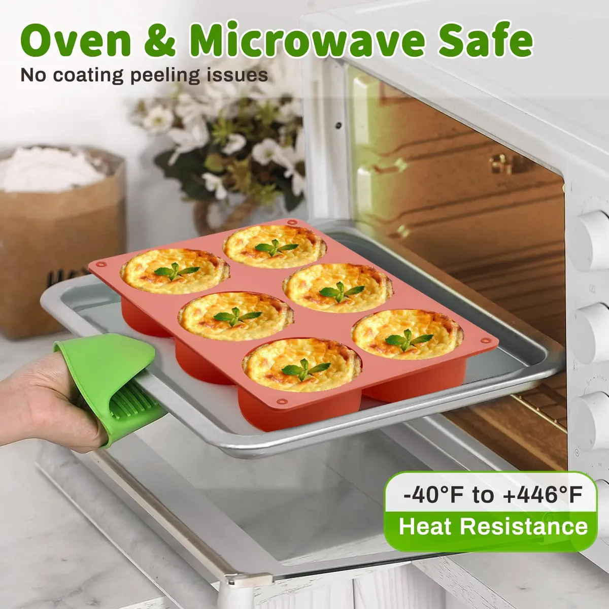 JOERSH Silicone Egg Bite Molds, 3 Inch Round, 12 Cavities (2-Pack) | Deep Molds for Breakfast Sandwiches & Frittatas - view 5