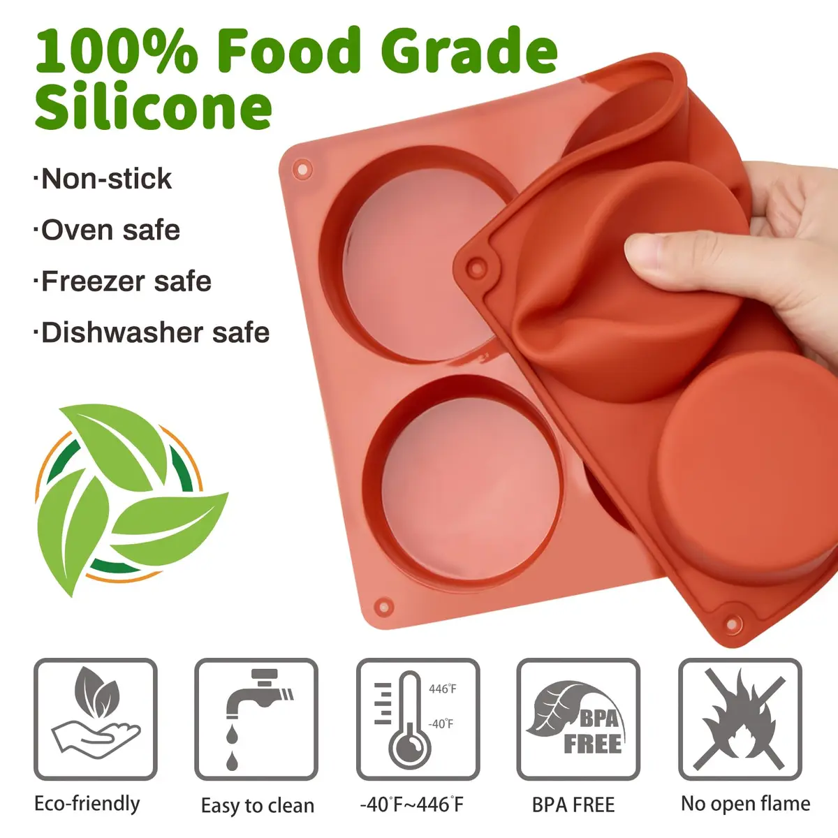 JOERSH Silicone Egg Bite Molds, 3 Inch Round, 12 Cavities (2-Pack) | Deep Molds for Breakfast Sandwiches & Frittatas - view 3