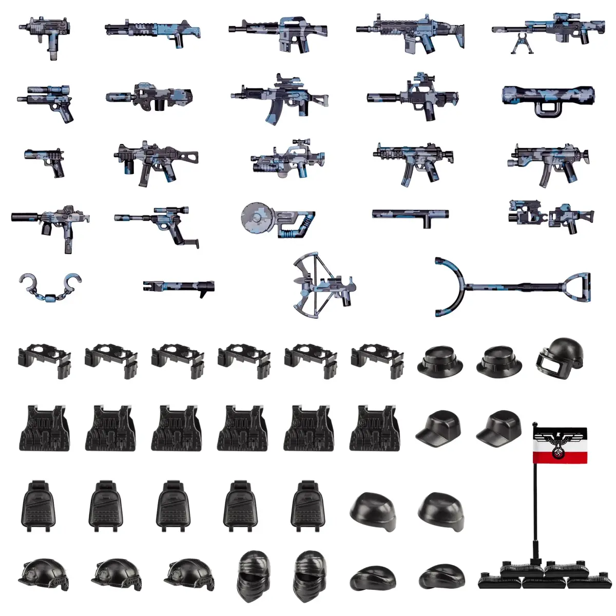 MaozyHomie German Camouflage Weapons Building Blocks - 5 Types Military Toy Accessory Pack - main product image