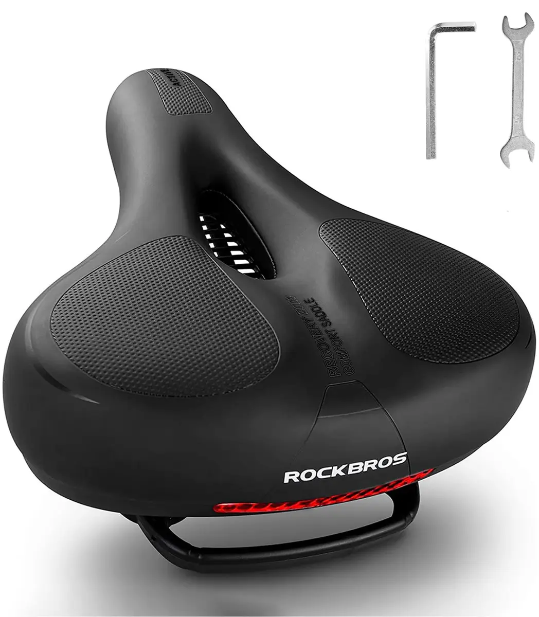 ROCKBROS Bike Seat Cushion Wide Waterproof Ergonomic 26cm x 22cm | Dual Shock Absorbing Memory Foam - main product image