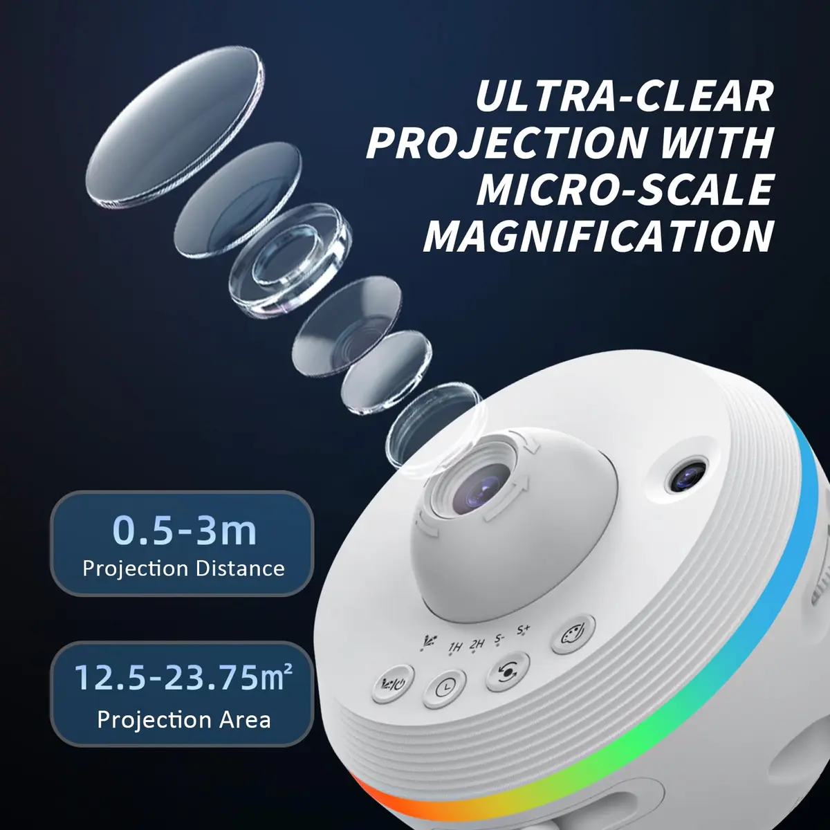 Ainael Galaxy Projector | HD Star & Planetarium Night Light with 5K Projection, Adjustable Focus, 20㎡ Coverage - view 3