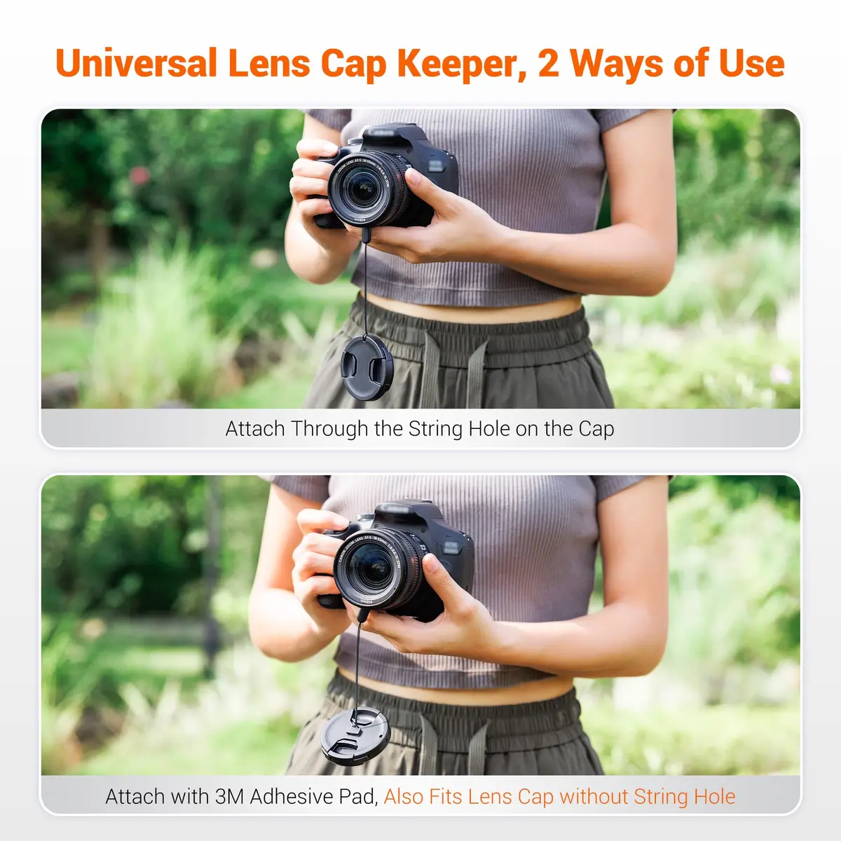 JJC 49mm Center Pinch Lens Cap with Keeper for Canon R100 R50 RF-S 18-45mm Kit Lens | Protects from Scratches, Dust, and Fingerprints - view 3