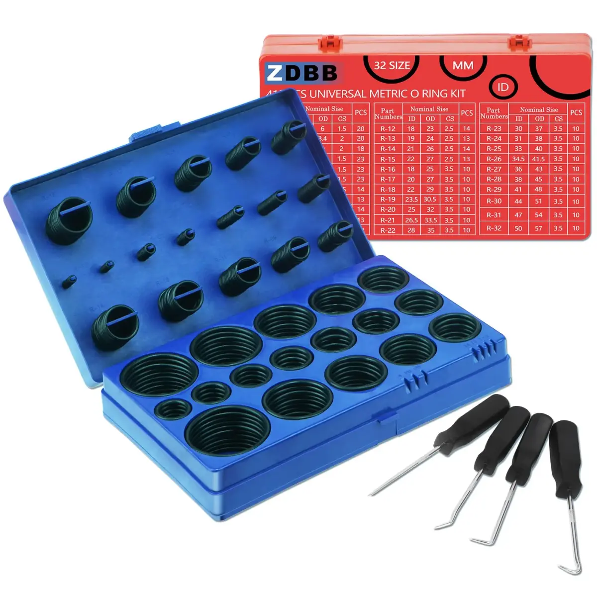 ZDBB 826 Pcs Universal Rubber O-Ring Assortment Kit | Nitrile Rubber (Buna-N 70A) for Automotive & Plumbing - main product image