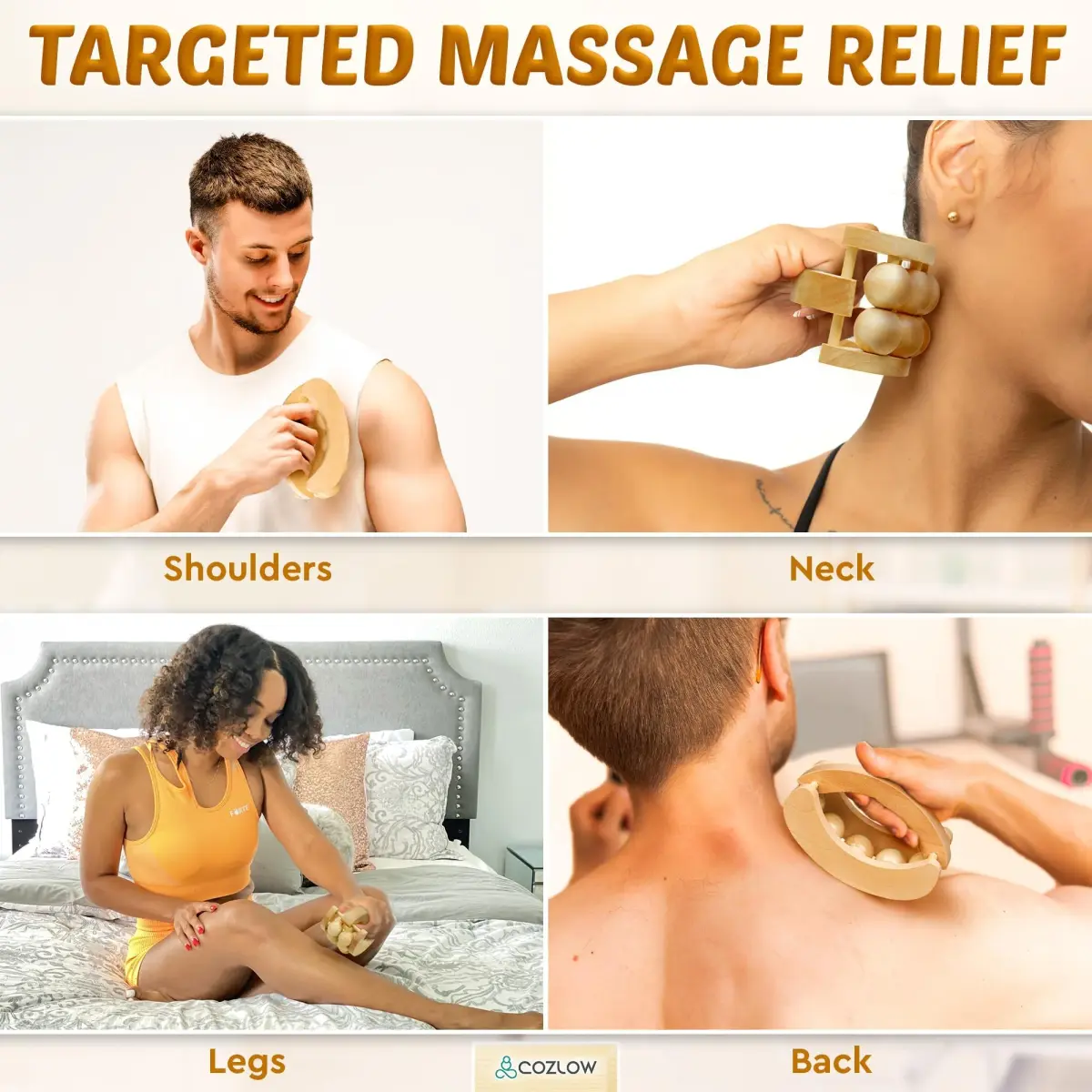 COZLOW Wooden Massage Ball Roller with 10 Rolling Balls | Deep Tissue Muscle Relief & Lymphatic Drainage - view 3