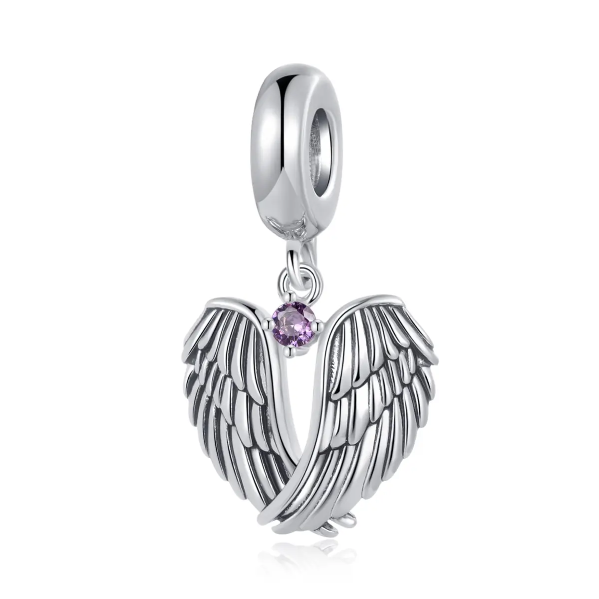 NARTGO Guardian Angel Purple June Birthstone Charm | Heart Shape, Copper, 4.5mm-5.0mm Hole - main product image