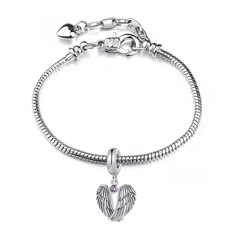 NARTGO Guardian Angel Purple June Birthstone Charm | Heart Shape, Copper, 4.5mm-5.0mm Hole - view 5
