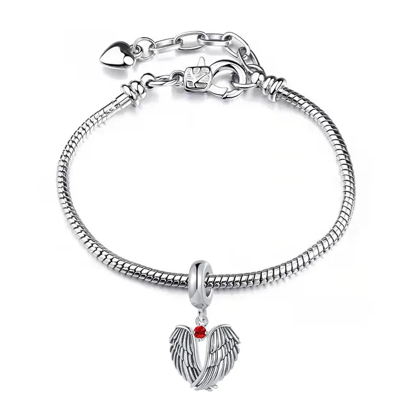 NARTGO Guardian Angel Red July Birthstone Charm with Lobster Clasp, 4.5mm-5.0mm Hole Diameter | Authentic USA Import - view 5